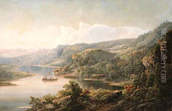 Fishing the River Oil Painting - William Louis Sonntag