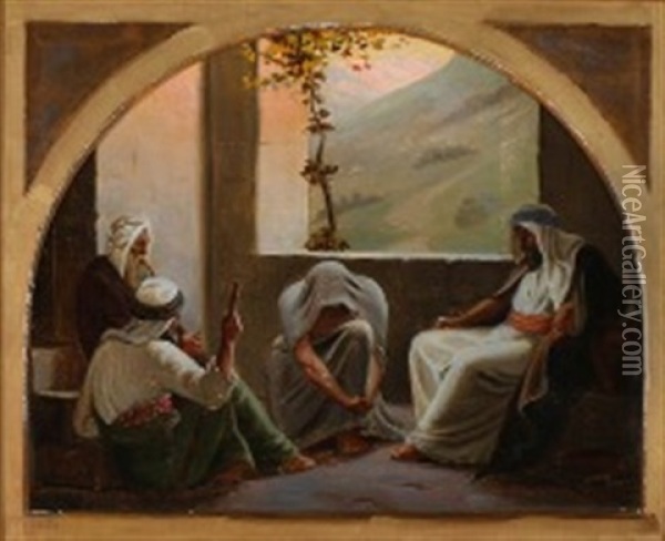 Biblical Scene Oil Painting - Christen Dalsgaard