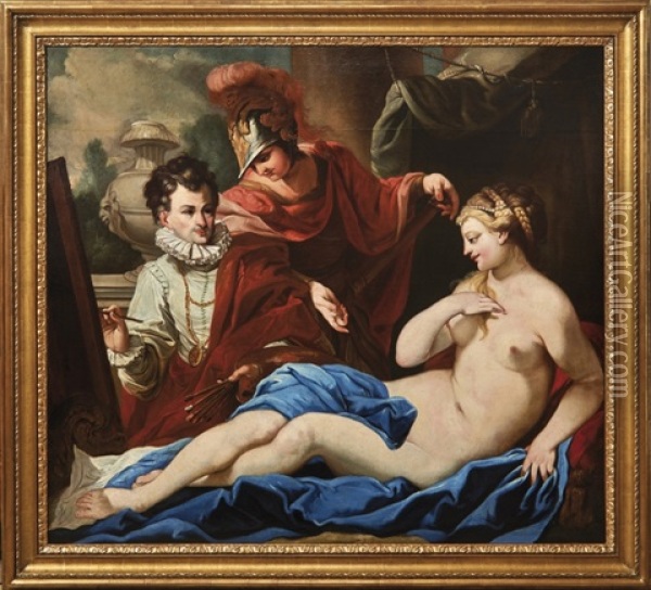 Alexander Der Grose Und Kampaspe Im Atelier Des Apelles Oil Painting - Antonio Bellucci