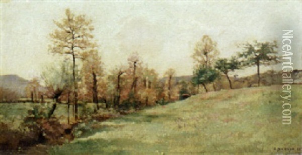A Spring Meadow Oil Painting - Pierre Emmanuel Eugene Damoye