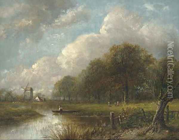 A quiet day near the mill Oil Painting - Joseph Thors