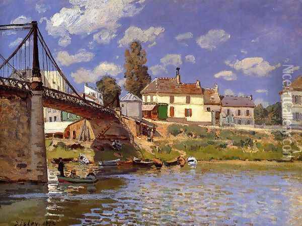 Bridge at Villeneuve-la-Garenne Oil Painting - Alfred Sisley