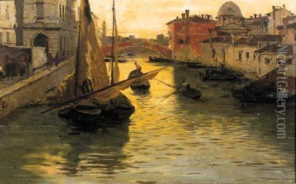 Canale Di Chioggia Oil Painting - Mose Bianchi