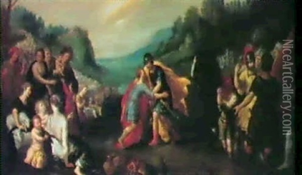 Die Versohnung Jakobs Mit Esau Oil Painting - Hans Jordaens the Elder