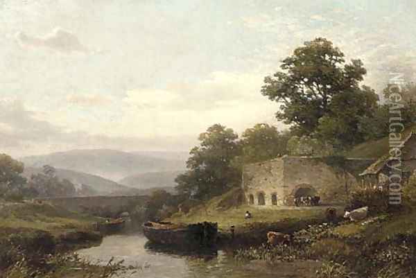 On the Exe, Devon Oil Painting - William Williams Of Plymouth