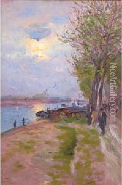 Along The Seine, Bercy Oil Painting - Elie Anatole Pavil