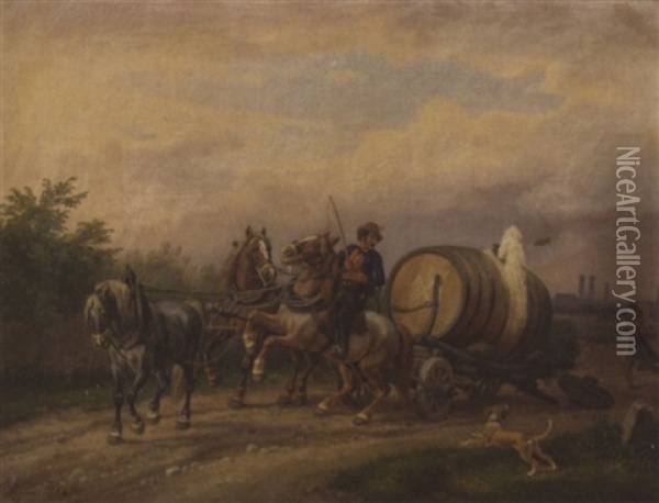 Verungluckter Biertransport Vor Den Toren Munchens Oil Painting - Johann Adam Klein