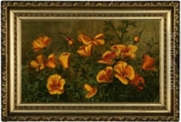 California Poppies Oil Painting - Ellen Francis Burpee Farr