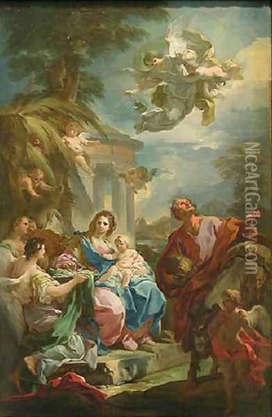 The Rest During the Flight to Egypt Oil Painting - Corrado Giaquinto