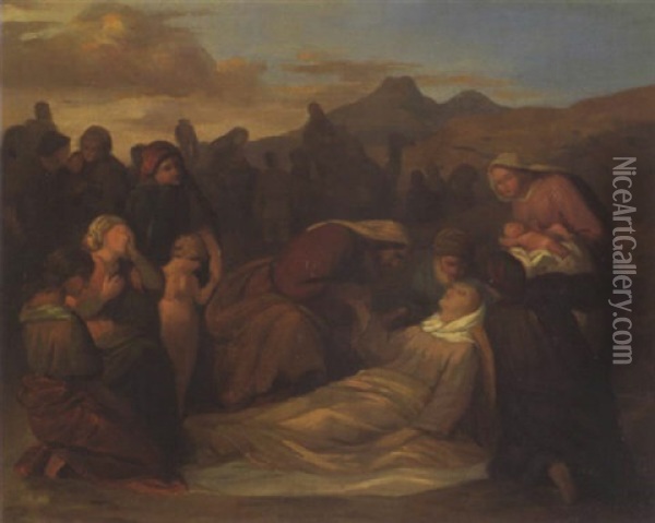 Der Tod Der Rahel Oil Painting - Gustav Ferdinand Metz