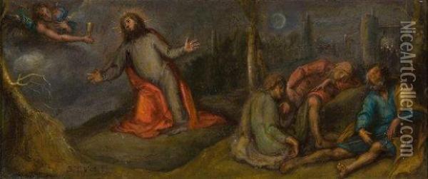 Le Christ Au Jardin Des Olives Oil Painting - Simon de Vos