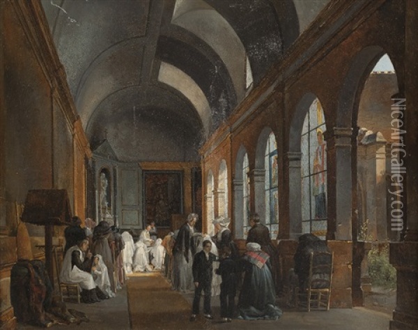 Die Heilige Kommunion (+ Die Hochzeit; Pair) Oil Painting - Robert Leopold Leprince