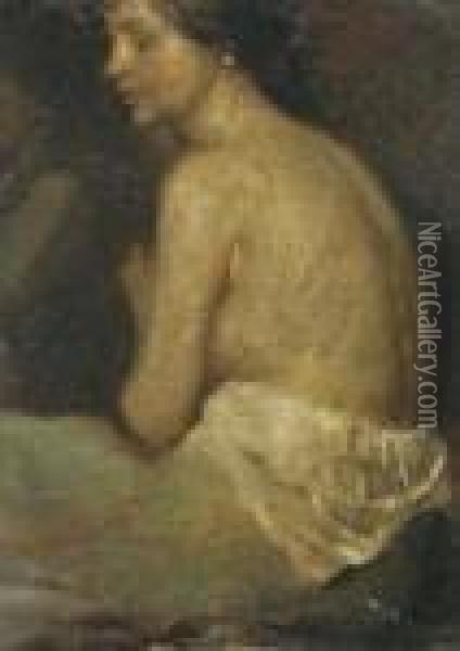 Nudo Femminile Di Schiena Oil Painting - Cesare Ciani