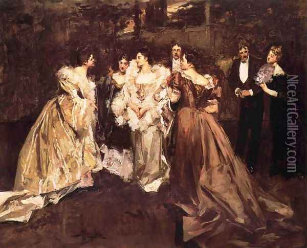 At the Ball Oil Painting - Albert B. Wenzell