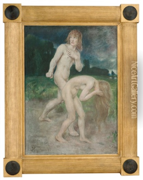 Adam Og Eva Utdrivelsen Fra Paradis Oil Painting - Hans Olaf Heyerdahl