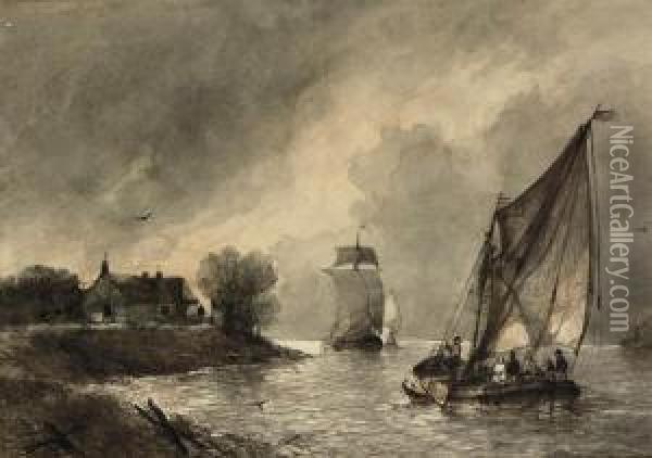 Sailing Through Stormy Weather Oil Painting - Antonie Waldorp