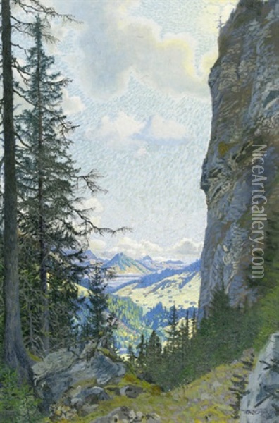 Blick Auf Adelboden Von Der Engstligenalp Aus Oil Painting - Waldemar Theophil Fink