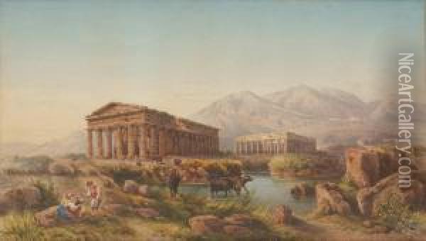 Utsikt Over Tempel Oil Painting - Giovanni Giordano Lanza