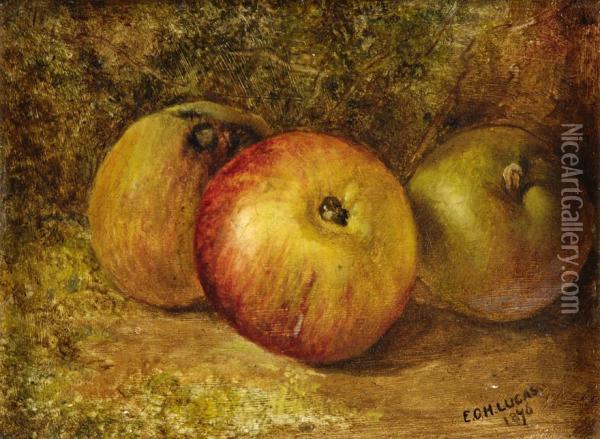 Apfelstilleben. Oil Painting - Edward George Handel Lucas