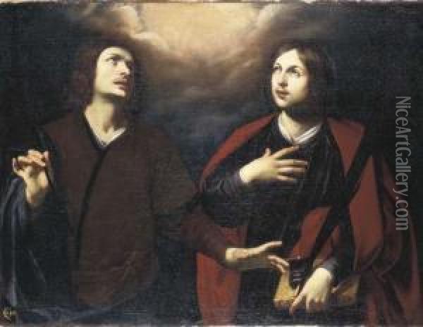I Santi Medici Cosma E Damiano Oil Painting - Massimo Stanzione