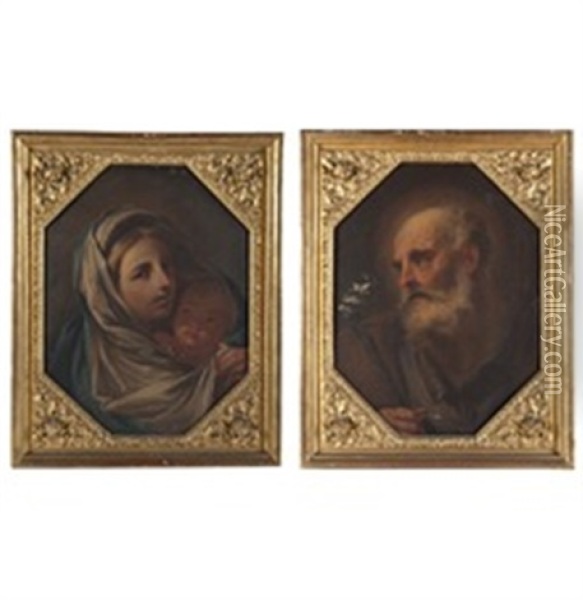 Madonna Con Bambino E San Giuseppe (pair) (maestro Emiliano (18)) Oil Painting - Ubaldo Gandolfi