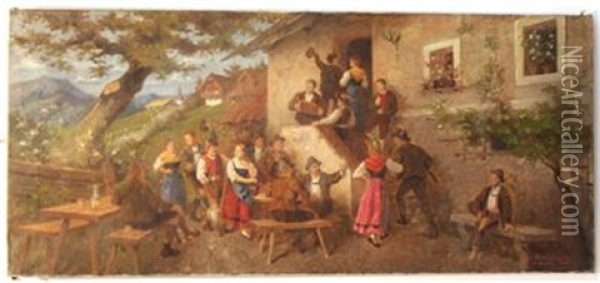 Kirchtag Oil Painting - Oskar Ritter von Pistor