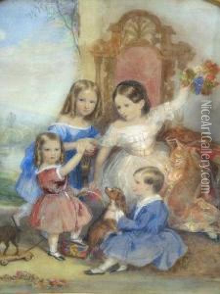 The Children Of Queen Victoria Oil Painting - Alfred-Edward Chalon