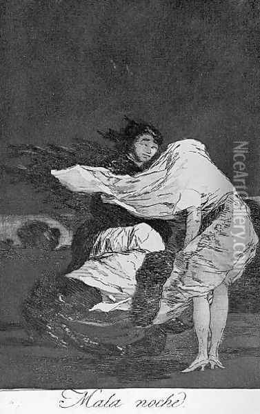Caprichos Plate 36 A Bad Night Oil Painting - Francisco De Goya y Lucientes