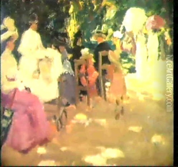 Park Scene, Paris Oil Painting - Ethel Carrick Fox