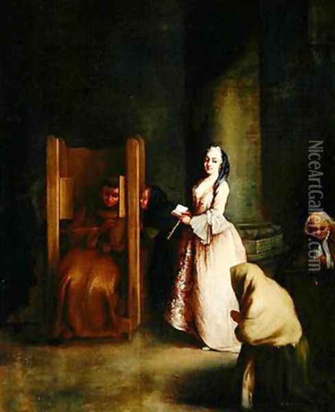 The Confession 1755 2 Oil Painting - Pietro Longhi