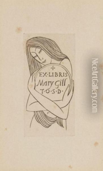 Ex-libris Plate Oil Painting - Eric Gill