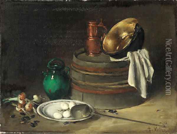 Un coin de cuisine Oil Painting - Antoine Vollon