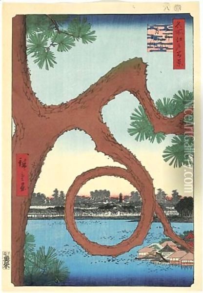 Moon Pine, Ueno Oil Painting - Utagawa or Ando Hiroshige