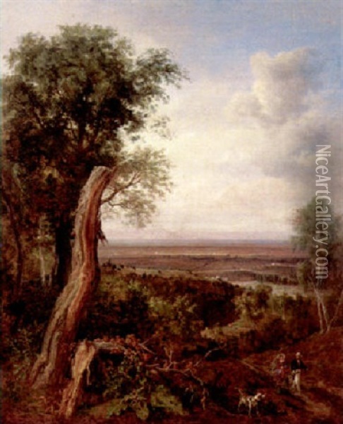 Blick Von Einer Anhohe Auf Weite Landschaft Oil Painting - Johann Wilhelm Schirmer