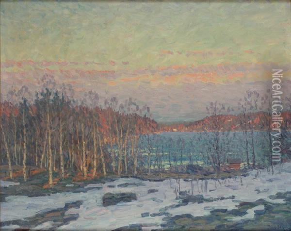 Vinterlandskap Oil Painting - Wilhelm Behm
