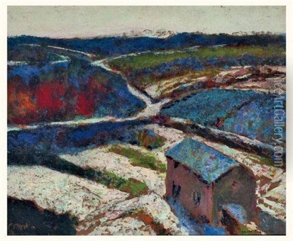 Croisee Des Chemins, Neige Oil Painting - Victor Charreton