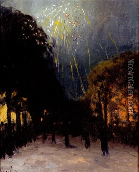 14 Juillet 1893, Feu D'artifice Devant Le Bateau-lavoir Oil Painting - Maxime Maufra