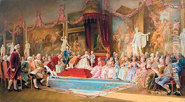 Inauguration of the Academy of Arts, 7 July 1765, 1889 Oil Painting - Valery Ivanovich Jacobi