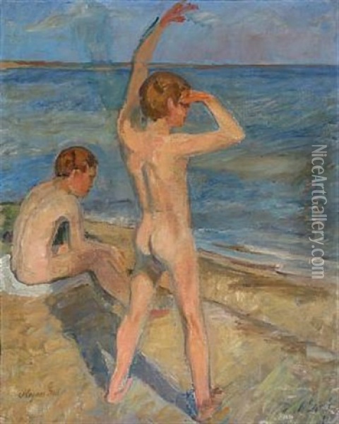 Drenge I Hornbaek Oil Painting - Mogens Gad