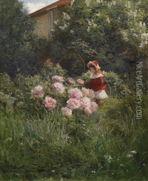 Divka V Zahrade Oil Painting - Henri Biva