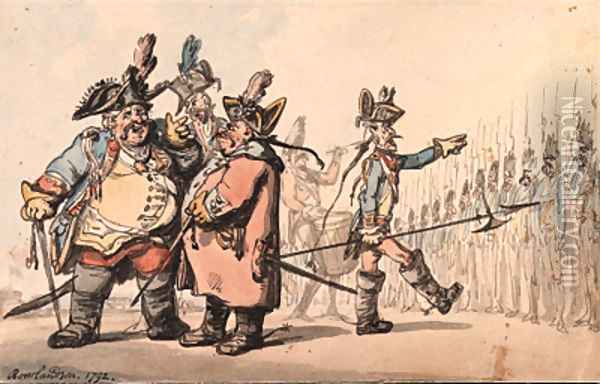 Austrian troops on a field day in the Netherlands Oil Painting - Thomas Rowlandson