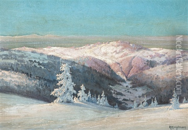 Ansicht Eines Verschneiten Tals Oil Painting - Karl Hauptmann
