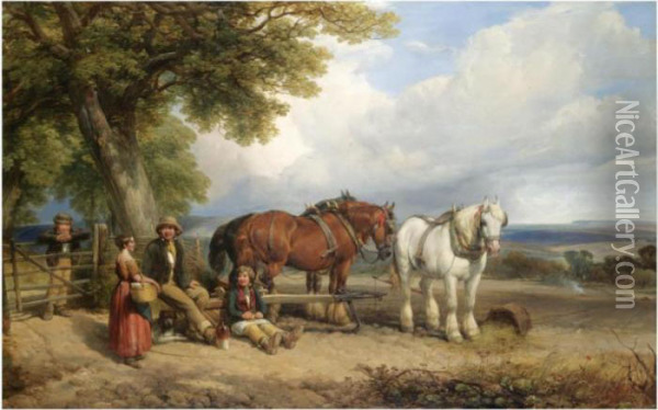 The Ploughman's Team Oil Painting - Henry Brittan Willis