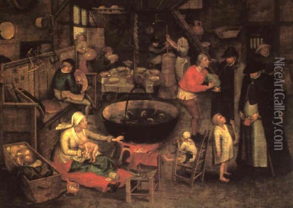 Der Besuch Auf Dem Pachthof Oil Painting - Pieter Bruegel the Elder