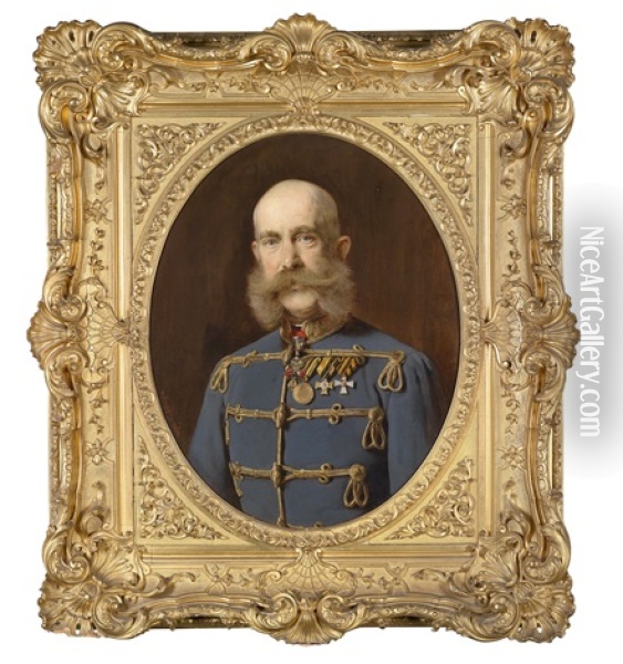 Kaiser Franz Joseph I. Von Osterreich, Portrat Des Kaisers In Ungarischer Adjustierung Mit Ordensschmuck Oil Painting - Heinrich von Angeli