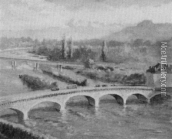 Bridge At Pau Oil Painting - Benjamin Tupper Newman