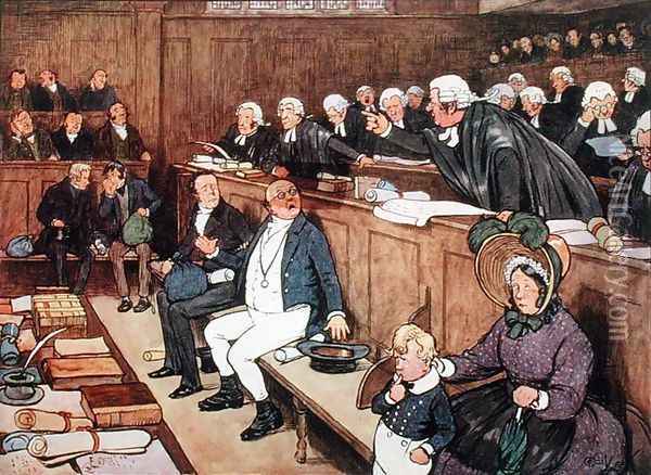 The Trial of Mr Pickwick (scene from 'Pickwick Papers') Oil Painting - Cecil Charles Aldin