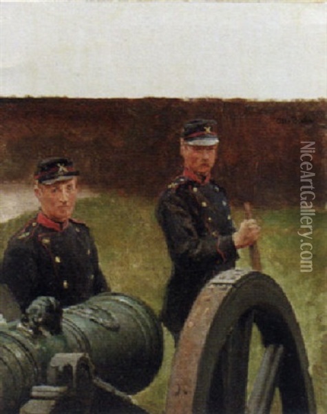 Artillery Soldiers Oil Painting - Otto Bache