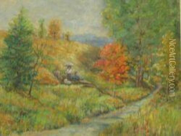 View Of A Country Road Oil Painting - Arthur B. Wilder