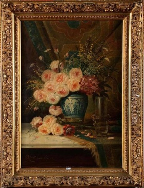 Nature Morte Aux Roses Oil Painting - Max Carlier